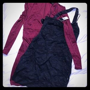 Guess Dresses wine and black lace